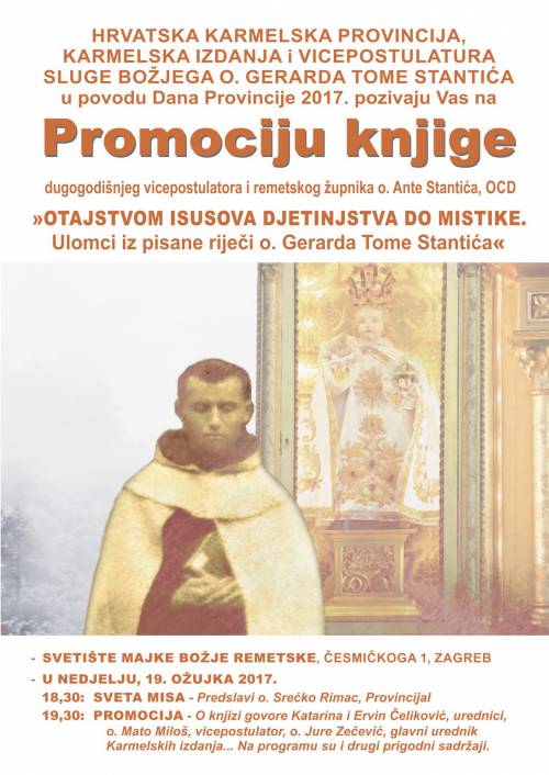 Promocija knjige o. Ante Stantića, OCD, o sluzi Božjemu karmelićaninu ocu Gerardu Tomi Stantiću