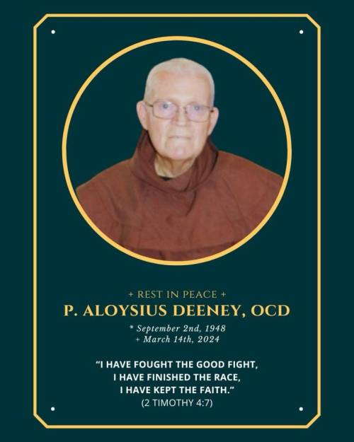 Obavijest o preminuću o. Aloysiusa Denney, OCD